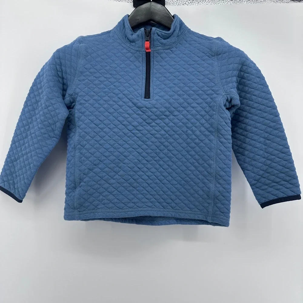 Crewcuts Quilted Pullover Kids Size 6-7 Blue Diamond Stitch Quarter Zip Sweater
